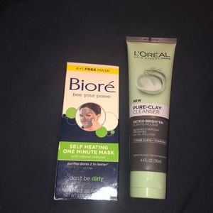 L’Oréal charcoal cleanser and Biore masks